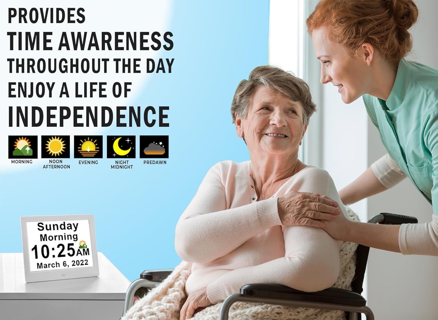 BowLift | 11.5-Inch Digital Calendar Day Clock with 19 Reminders – Claryon