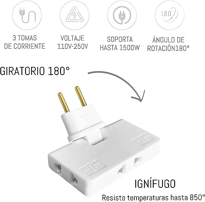BowLift | 180° swiveling 3-way socket (EU plug)