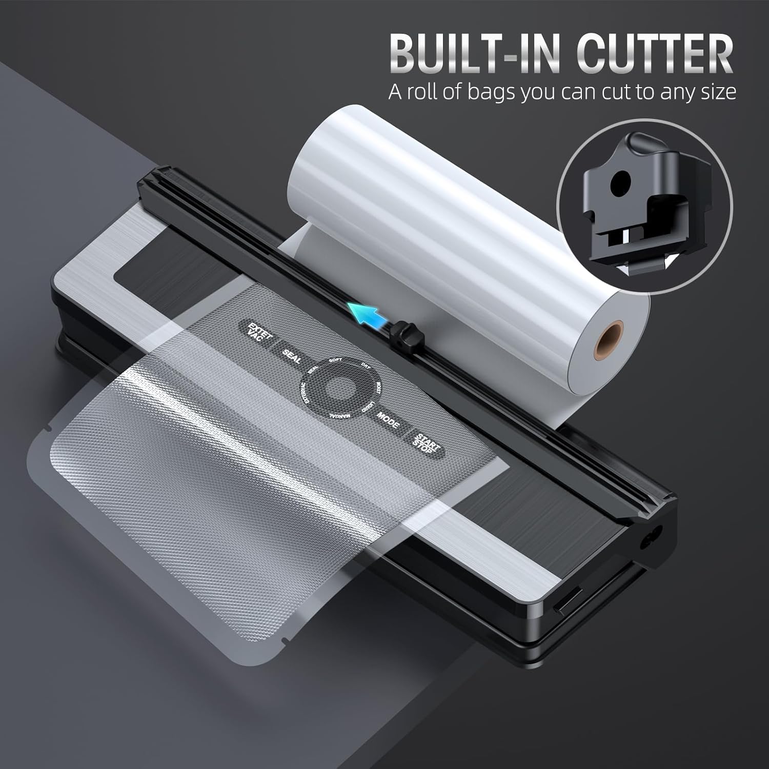 BowLift | 8-in-1 Vacuum Sealer with Built-In Cutter | Food Saver Machine for Dry & Moist Foods