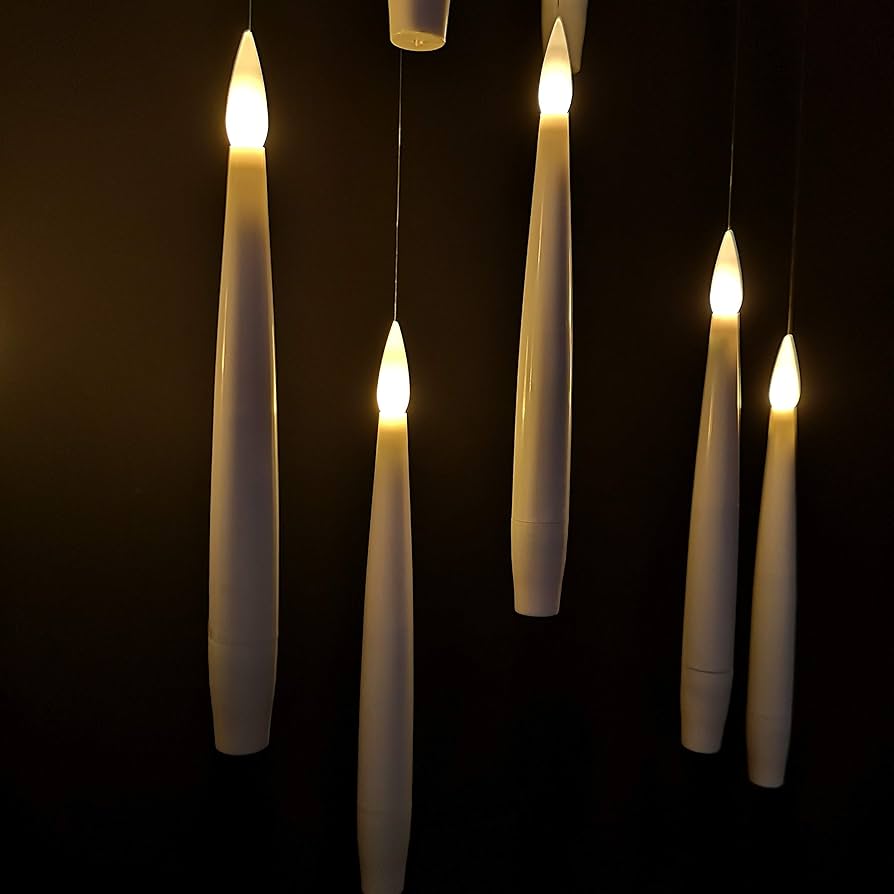 BowLift | Floating LED Candles with Remote Wand | Flameless Hanging Lights | 12-Pack with Hooks & Batteries