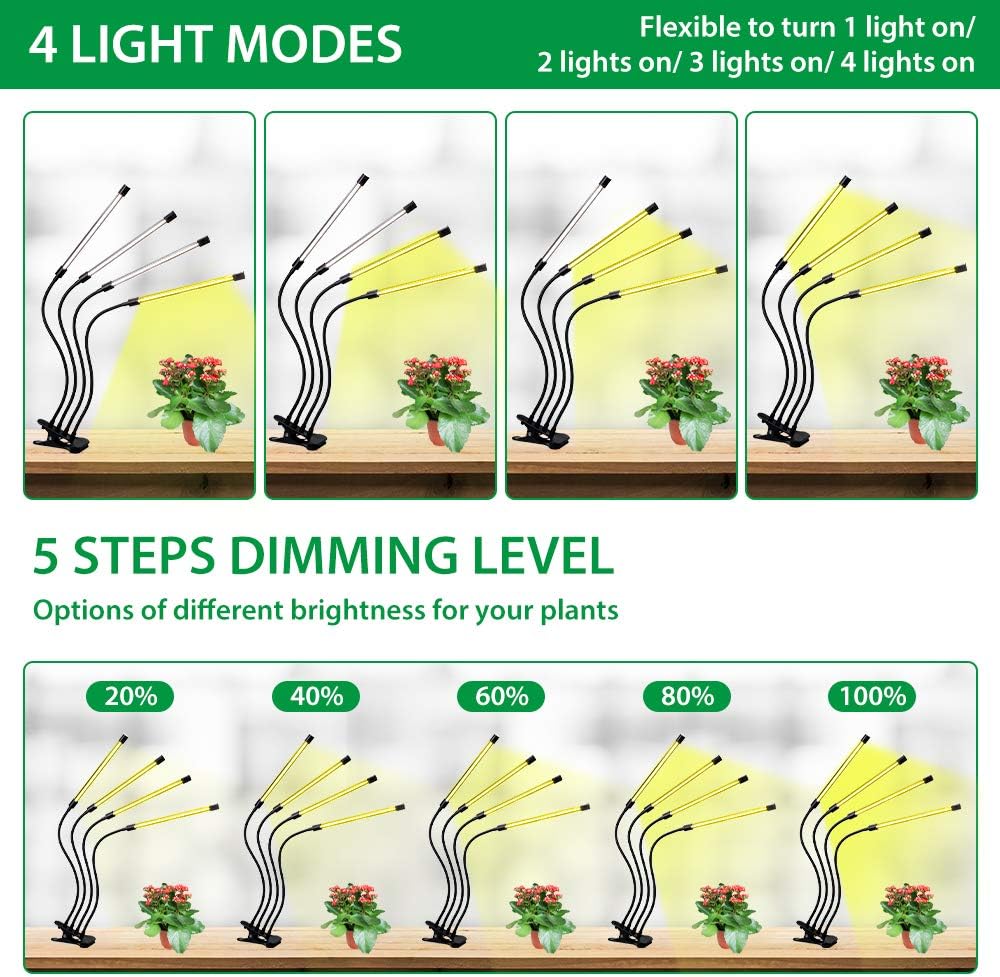 BowLift | Plant growth light with 4 flexible arms and dimming function for indoor gardens