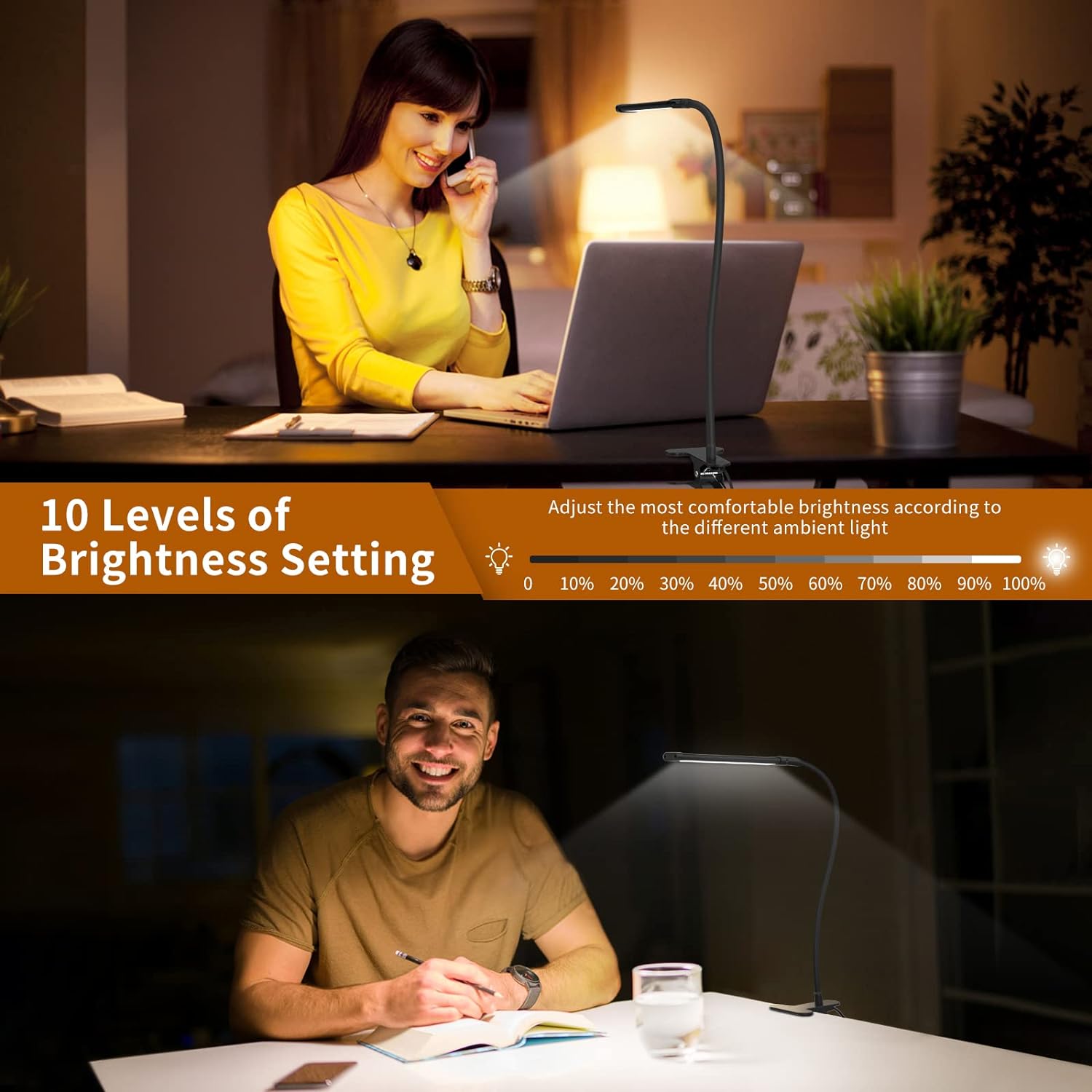 BowLift | 77 LED Desk Clamp Lamp with USB Power & Flexible Gooseneck – Serava