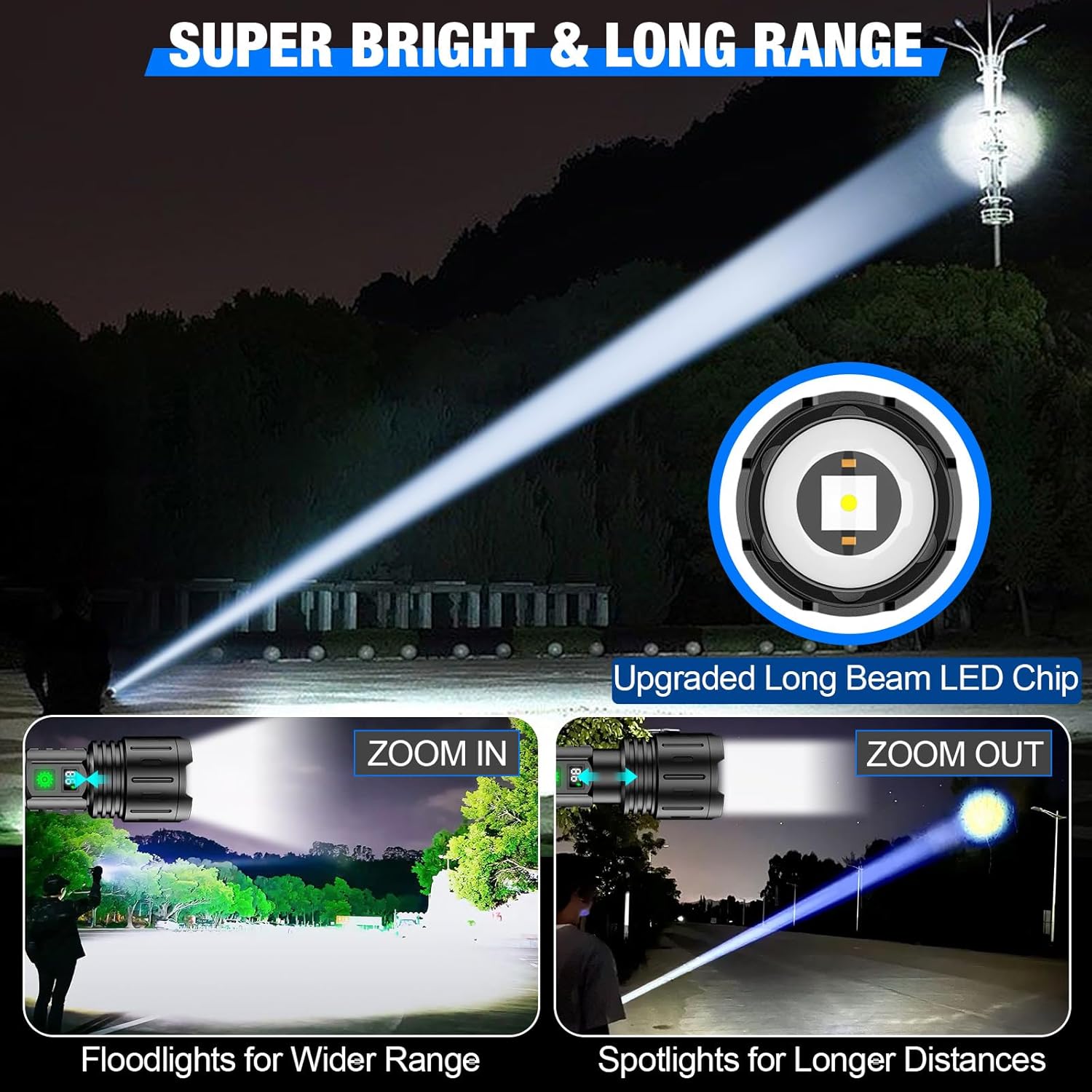 BowLift | 100,000 Lumen Rechargeable LED Flashlight | Waterproof, Impact-Resistant & Ideal for Hiking, Emergencies & Power Outages