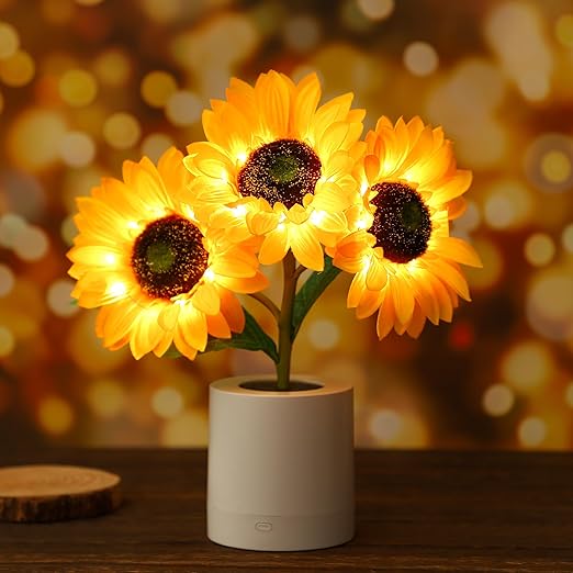 BowLift | LED Sunflower Table Lamp - Decorative Lighting Fixture for Home Decor & Nightstand Use