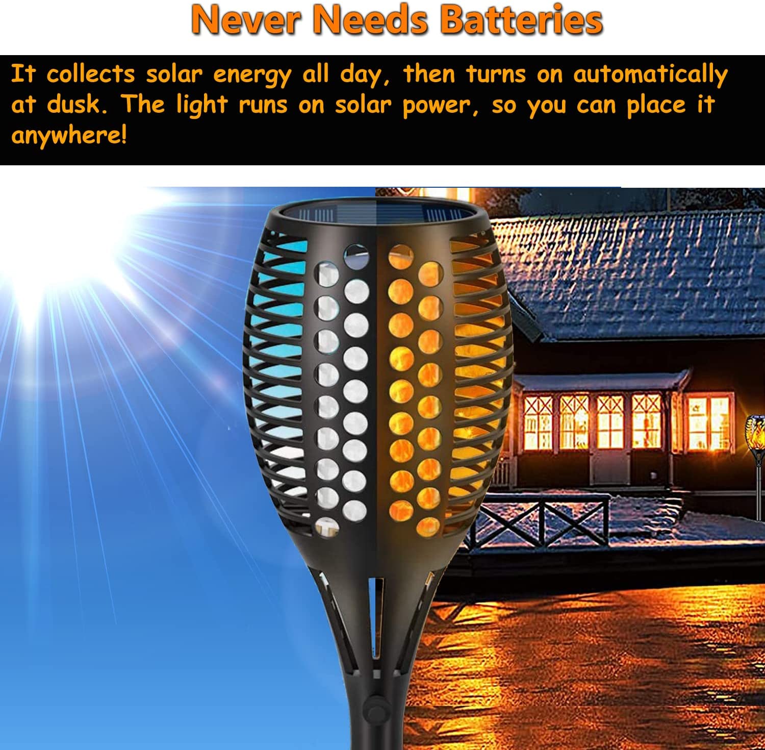 BowLift | Solar-Tiki-Torches | Solar-Torch Light with Flickering Flame