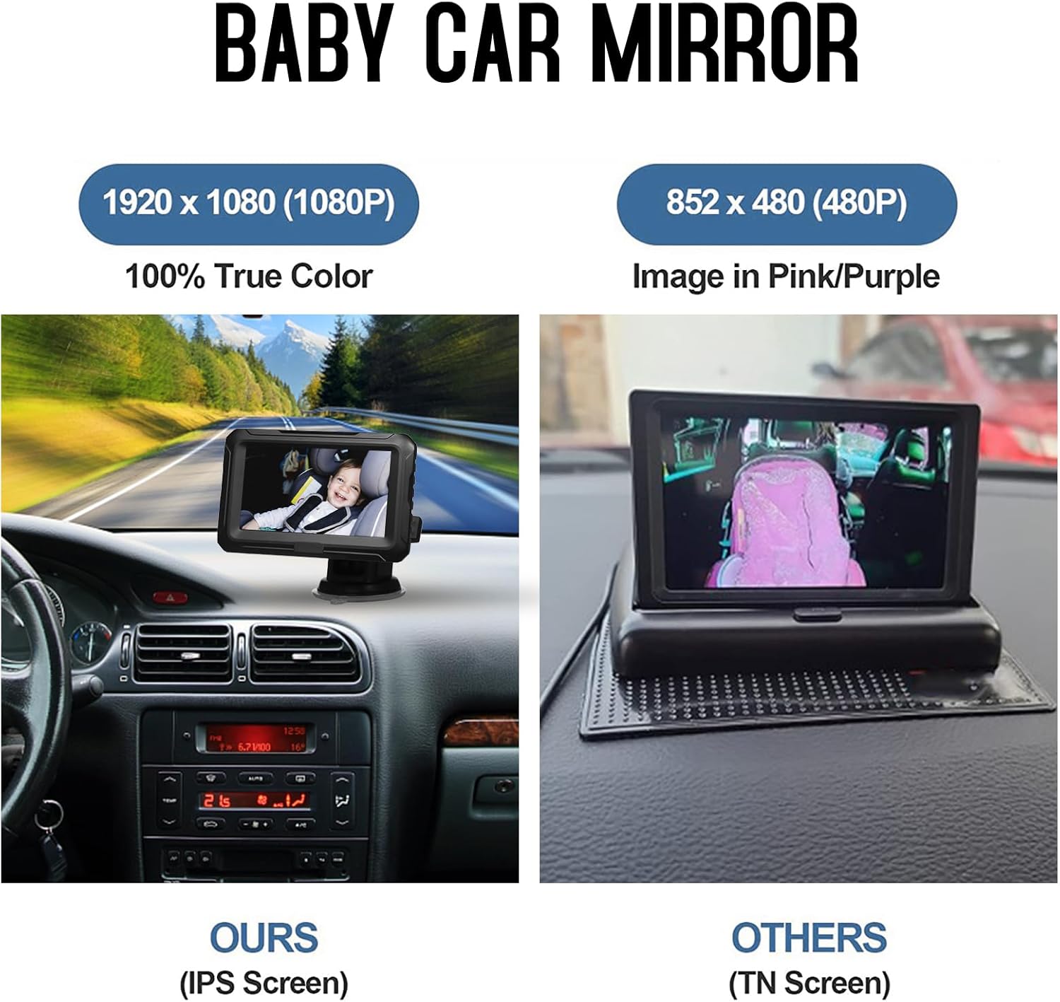 BowLift | Baby Car Mirror with 1080P Camera & 4.3'' Screen – Solvian