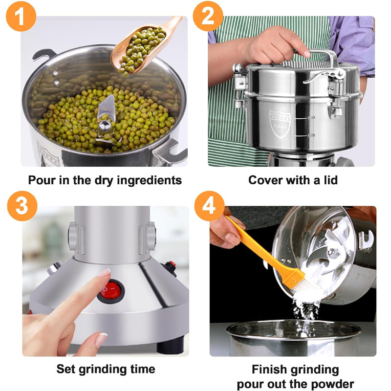 BowLift | 150g Electric Grain Mill Grinder 1500W High Speed Spice Grinder Commercial Pulverizer Powder Machine