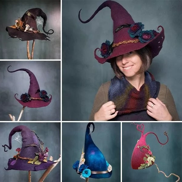 BowLift | HexaHat – Handmade Felt Witch Hat made of Merino Wool & Silk Chiffon