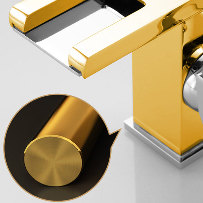 BowLift | Contemporary Square Vessel Faucet Waterfall Spout with LED Three-Color Illumination