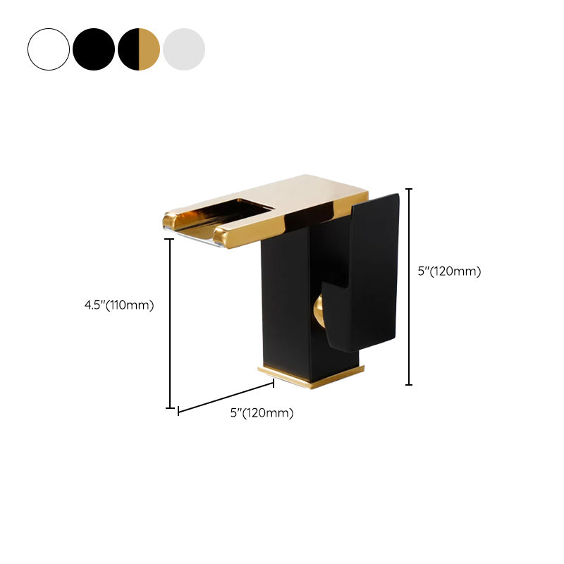 BowLift | Contemporary Square Vessel Faucet Waterfall Spout with LED Three-Color Illumination