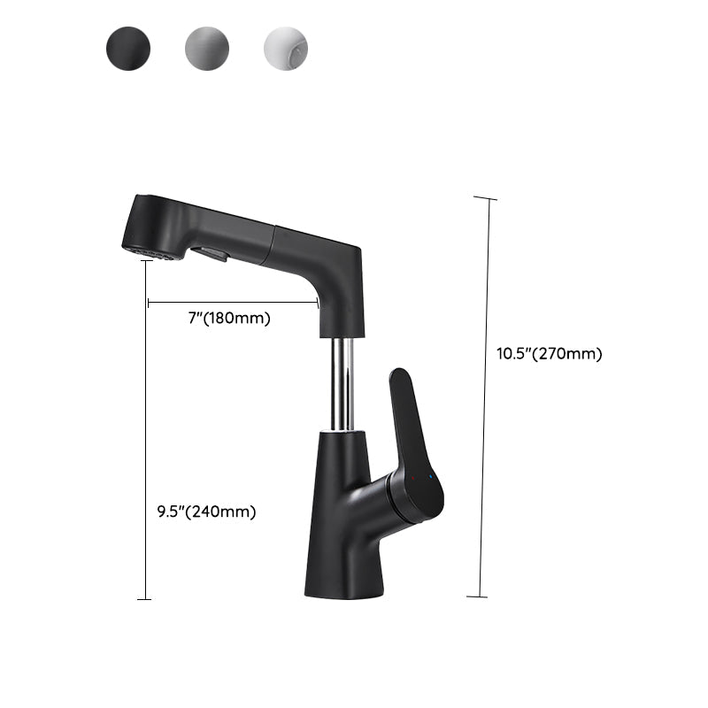 BowLift | Bathroom vessel faucet high arc three-way spout single-handle faucet with pull-out sprayer