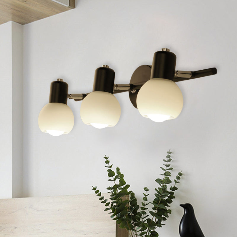 BowLift | Modo Wall Light Minimalist Opal Glass 2/3 Bulb Office Wall Mounted Lamp in Black with Linear Design