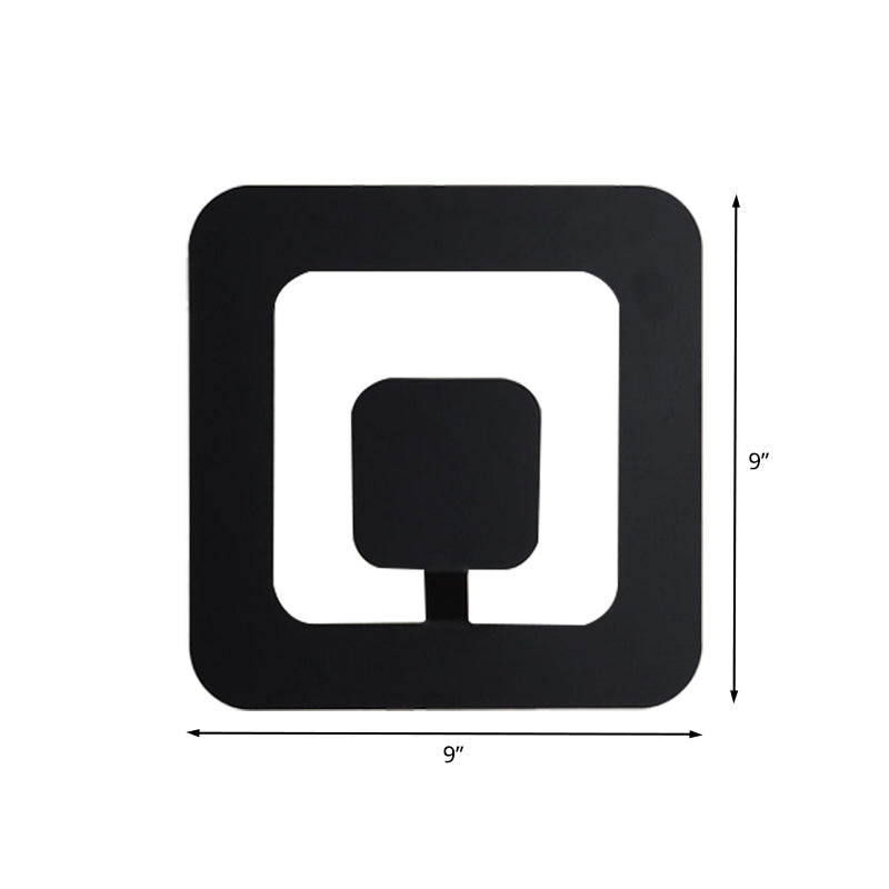 BowLift | Minimalistic square wall lamp fixture made of iron 7"/9" wide LED bedroom wall lighting ideas in black