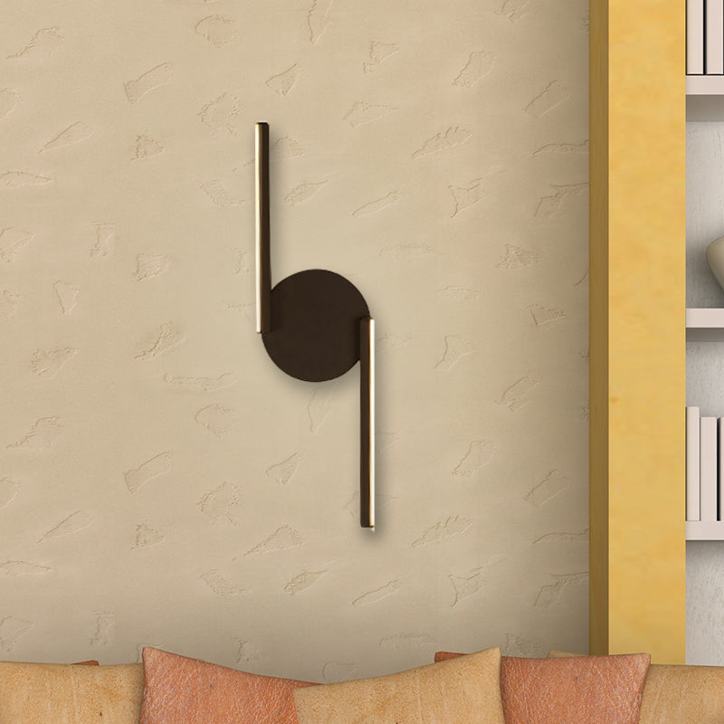 BowLift | Double Line Wall Lighting Modern Iron LED Black Wall Mounted Light with Circular Wall Plate in Warm/White Light