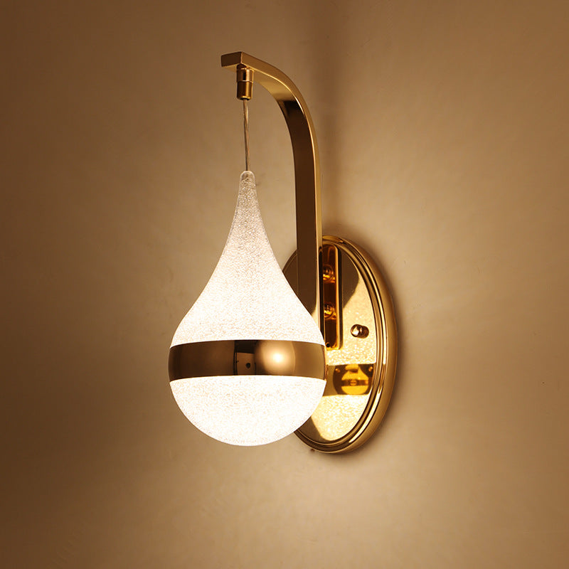 BowLift | Acrylic Water Drop Wall Light Modernism LED Wall Lamp with Gold Backplate
