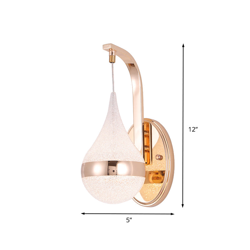 BowLift | Acrylic Water Drop Wall Light Modernism LED Wall Lamp with Gold Backplate