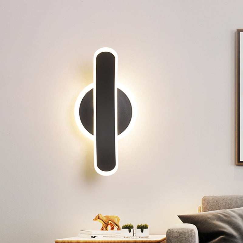 BowLift | Black Curved Rectangular Wall Sconces Lighting Minimalist LED Acrylic Wall Mounted Lamp in White/Warm Light