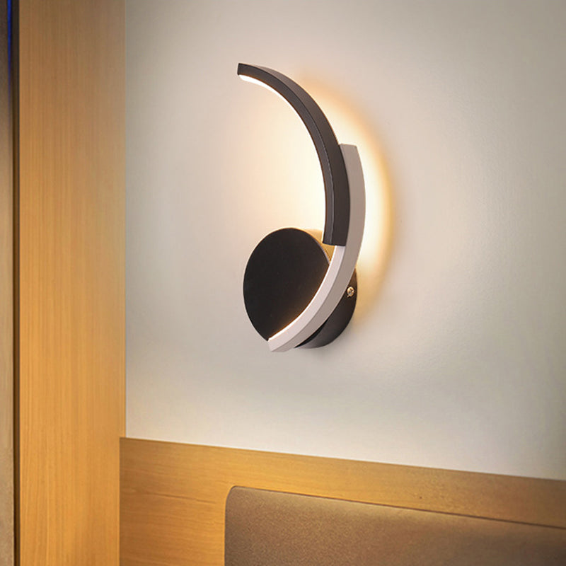BowLift | Curved Line Living Room Wall Light Acrylic LED Modern Wall Mounted Lamp Light in Black, White/Warm Light