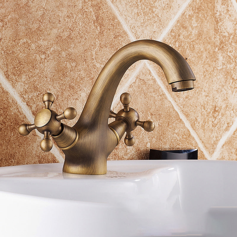 BowLift | Vintage Widespread Bathroom Faucet Industrial Cross Handles Basin Faucet