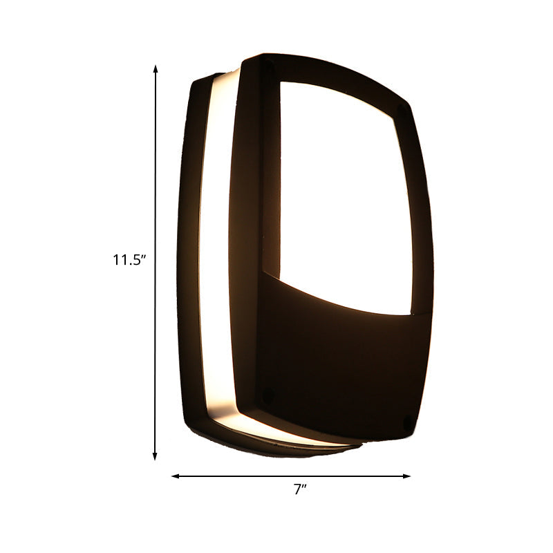 BowLift | Black Rectangular Wall Light Contemporary LED Acrylic Wall Mount Light for Outdoor