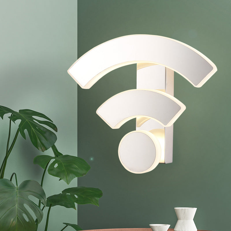 BowLift | Wifi Logo Wall Light Modernist Acrylic LED White Wall Mounted Lamp in Warm/White Light for Bedroom