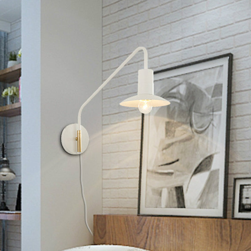 BowLift | Wide Flare Bedroom Wall Lighting Fixture Metallic 1-Light Modernism Wall Light in White