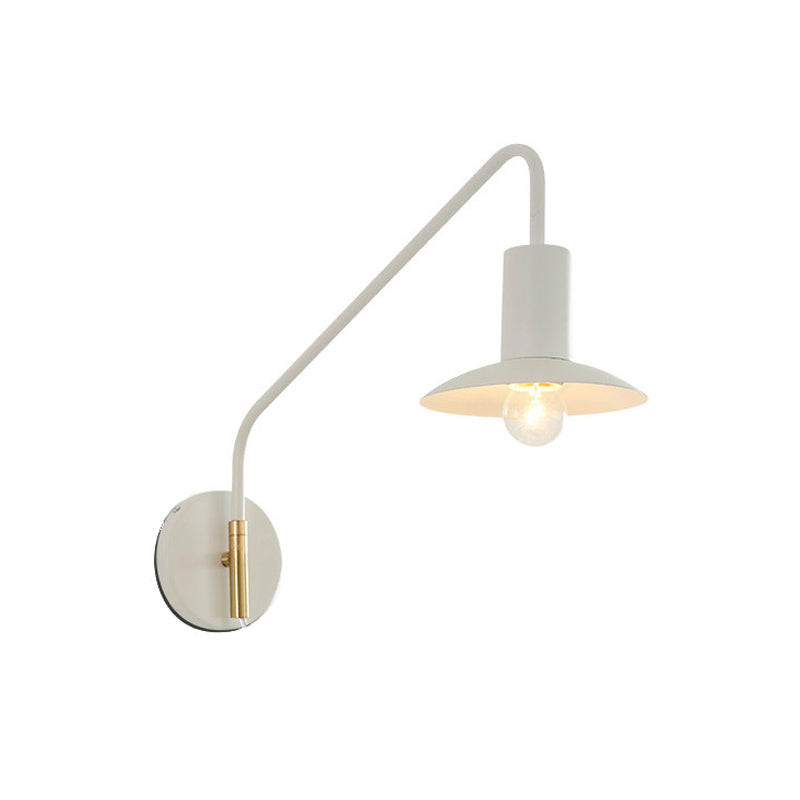 BowLift | Wide Flare Bedroom Wall Lighting Fixture Metallic 1-Light Modernism Wall Light in White