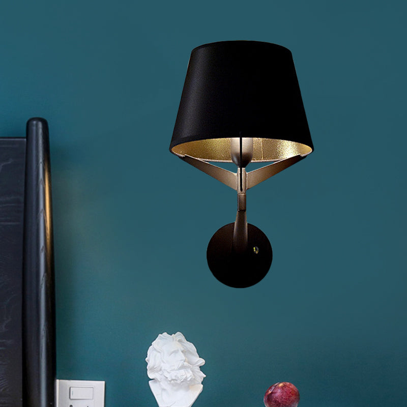 BowLift | Fabric barrel wall-mounted lighting modern 1 head black surface wall lamp with tripod lamp support