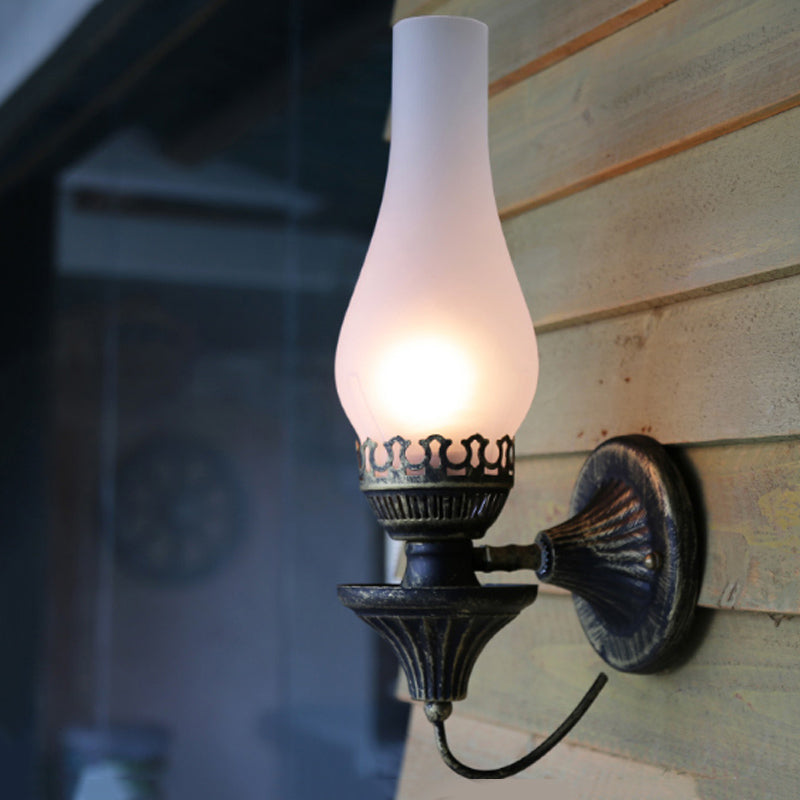 BowLift | Factory Vase Shadow Wall Lamp 1 Head Yellow/Clear Crackle Glass Wall Lighting Fixture for Outdoor