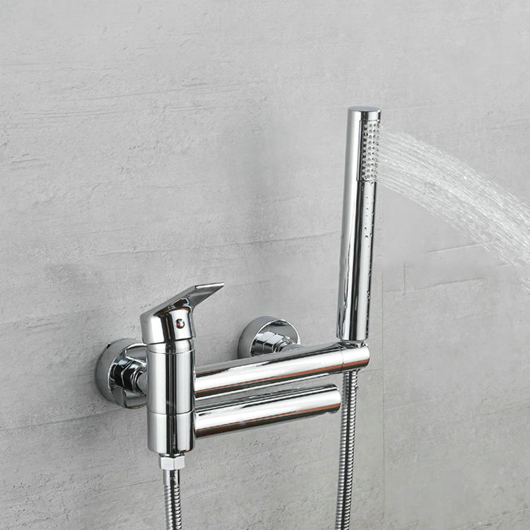 BowLift | Lever Handle Bathtub Faucet Wall Mount Shower Hose Swivel Spout Bathtub Filling with Hand Shower