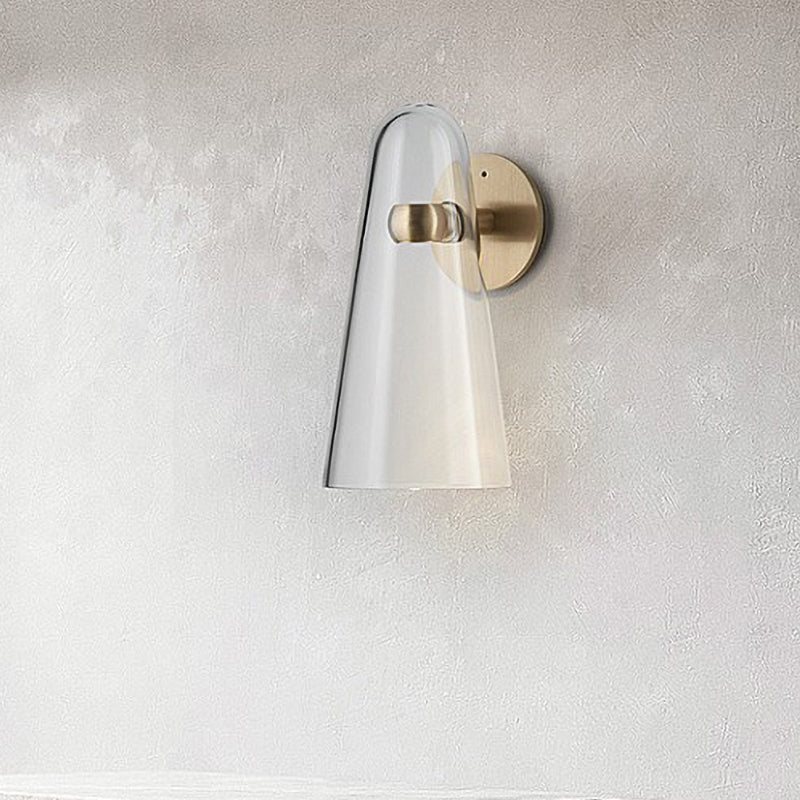 BowLift | 1 Head Kitchen Kids Wall Mount Lighting Minimalist Gold Wall Light with Cone Clear Glass Shade