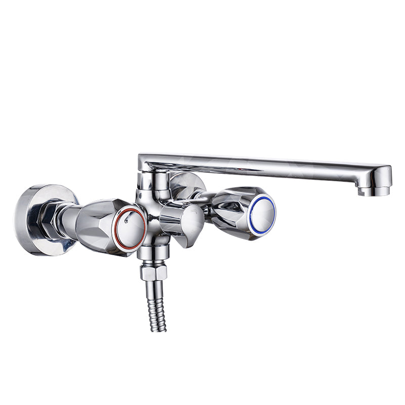 BowLift | Contemporary Bathtub Faucet Trim Chrome Wall-Mounted Swivel Spout with Hand Shower