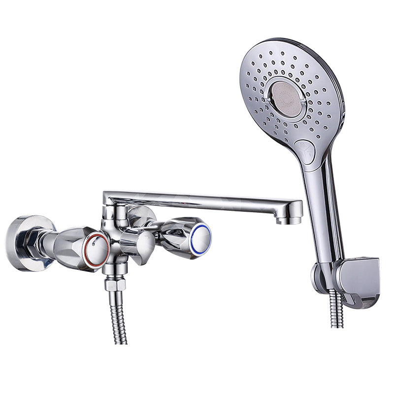 BowLift | Contemporary Bathtub Faucet Trim Chrome Wall-Mounted Swivel Spout with Hand Shower
