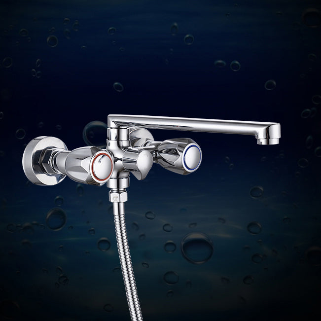 BowLift | Contemporary Bathtub Faucet Trim Chrome Wall-Mounted Swivel Spout with Hand Shower
