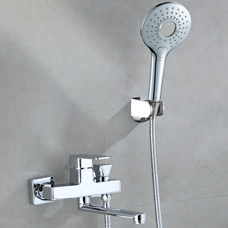 BowLift | Wall Mounted Bathtub Faucet Trim Polished Chrome Swivel Spout with Hand Shower