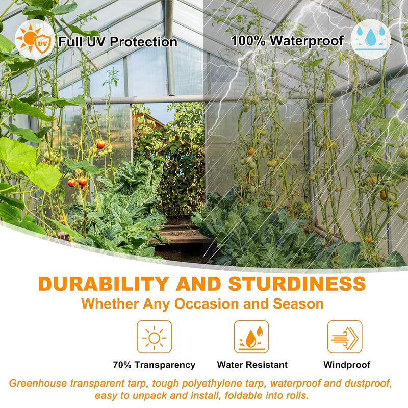 BowLift | 16 Mil 20x30 ft Greenhouse Cover Clear Plastic Tarp Heavy Duty Waterproof Poly Tarp Outdoor Tarpaulin