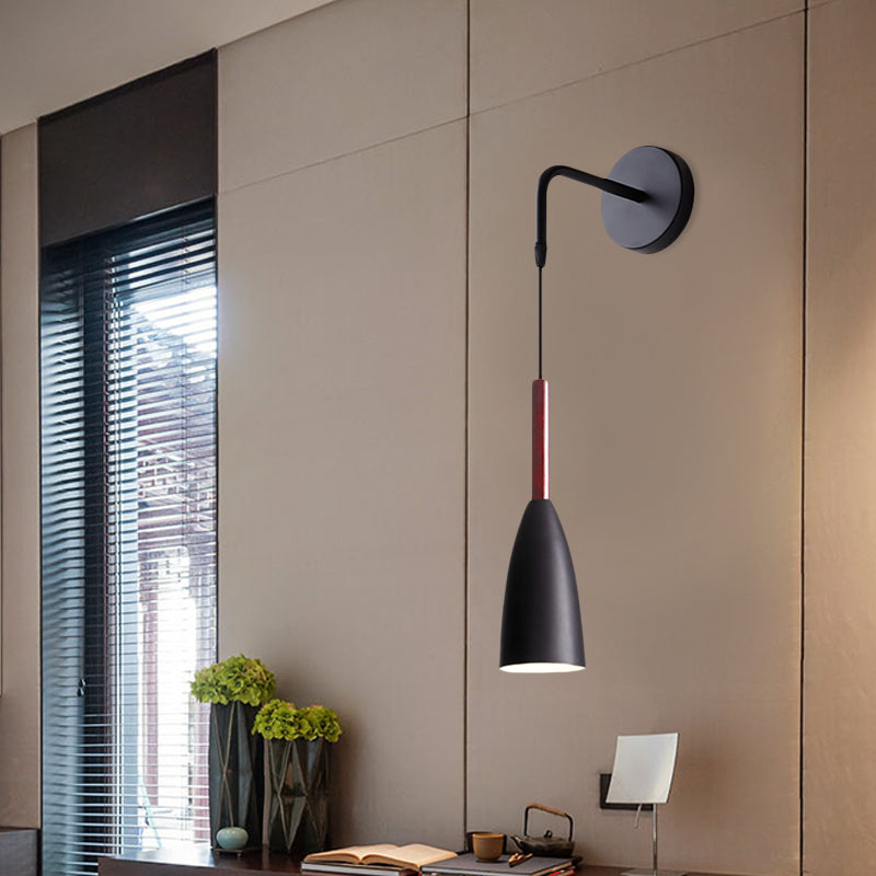 BowLift | Bullet Shape Wall Mounted Pendant Lamp Modern Iron 1 Light Sconce Fixture in Black/White/Grey for Bedside