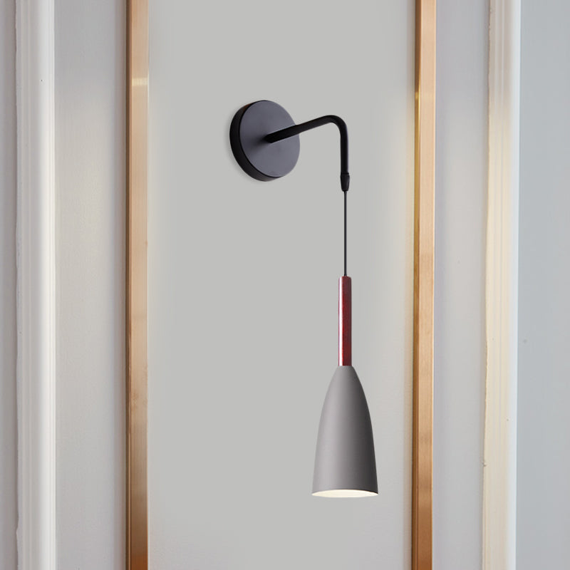 BowLift | Bullet Shape Wall Mounted Pendant Lamp Modern Iron 1 Light Sconce Fixture in Black/White/Grey for Bedside