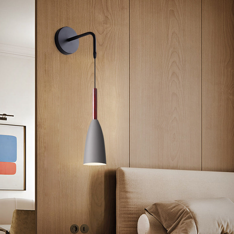 BowLift | Bullet Shape Wall Mounted Pendant Lamp Modern Iron 1 Light Sconce Fixture in Black/White/Grey for Bedside