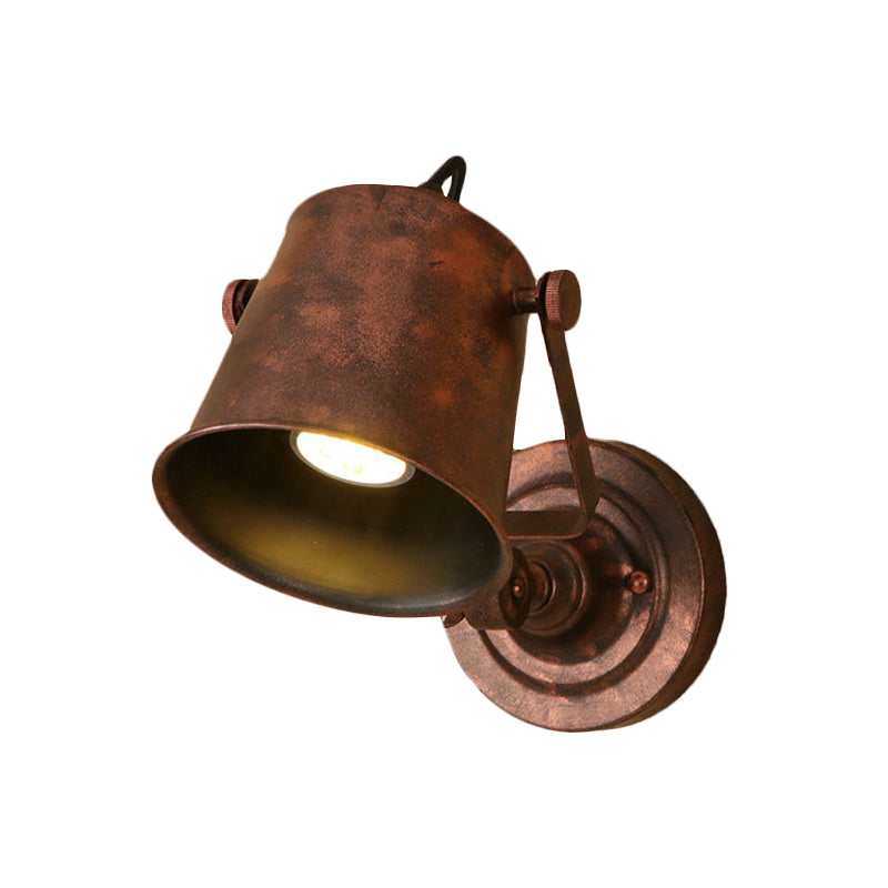 BowLift | Antique Style Bucket Wall Lamp Sconces 1 Light Iron Adjustable Wall Mounted Light in Black/Grey for Outdoor