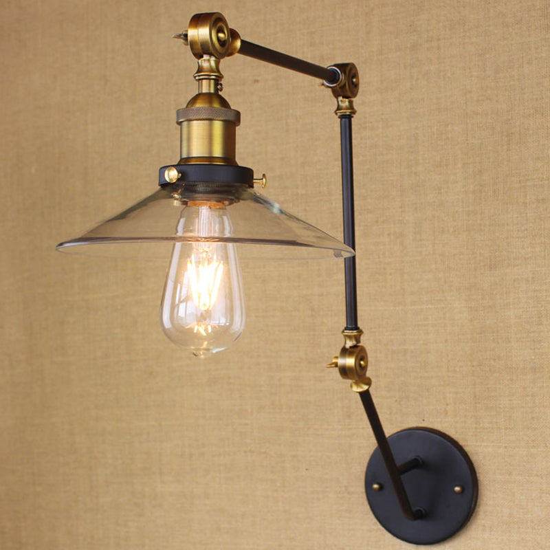 BowLift | Brass Width Torch Wall Lighting Antique Clear Glass 1 Light Café Wall Light Lighting System