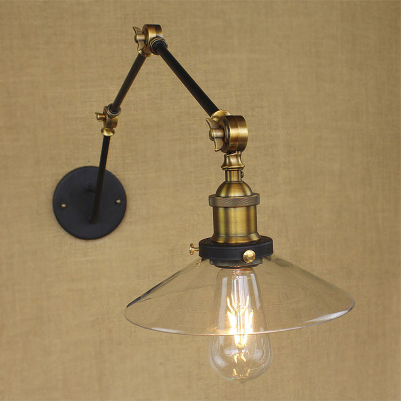BowLift | Brass Width Torch Wall Lighting Antique Clear Glass 1 Light Café Wall Light Lighting System