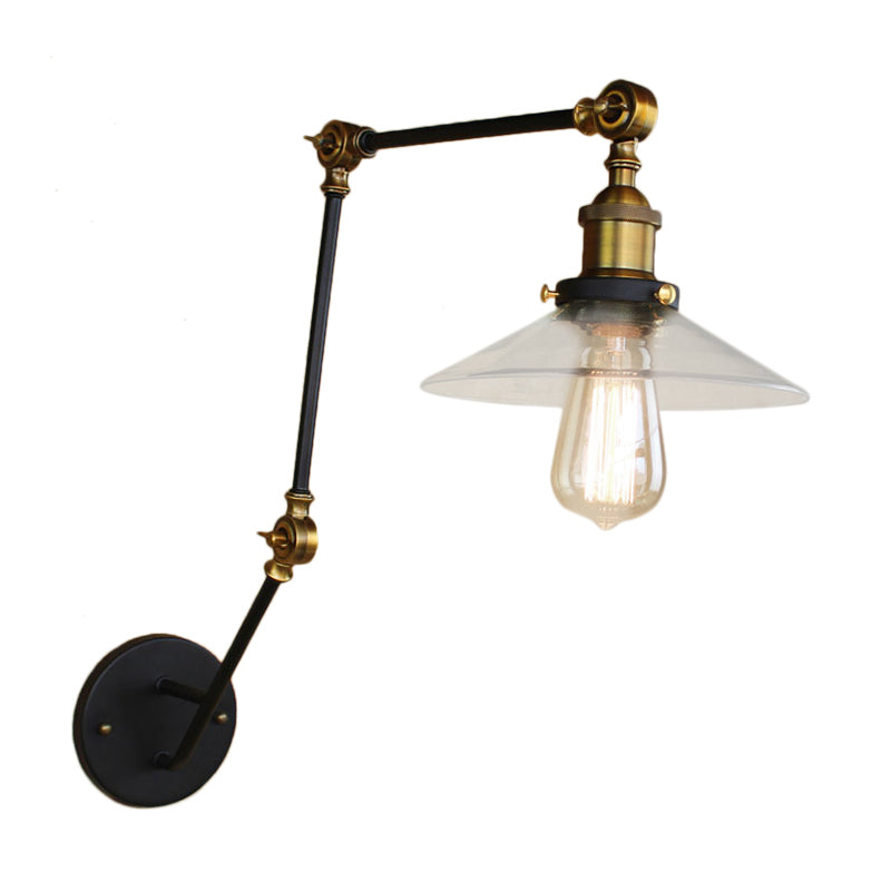 BowLift | Brass Width Torch Wall Lighting Antique Clear Glass 1 Light Café Wall Light Lighting System