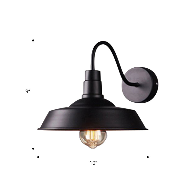 BowLift | 2 Packs Barn Metal Wall Lighting Industrial Retro 1 Main Lamp Kitchen Wall Light with Gooseneck Arm in Black