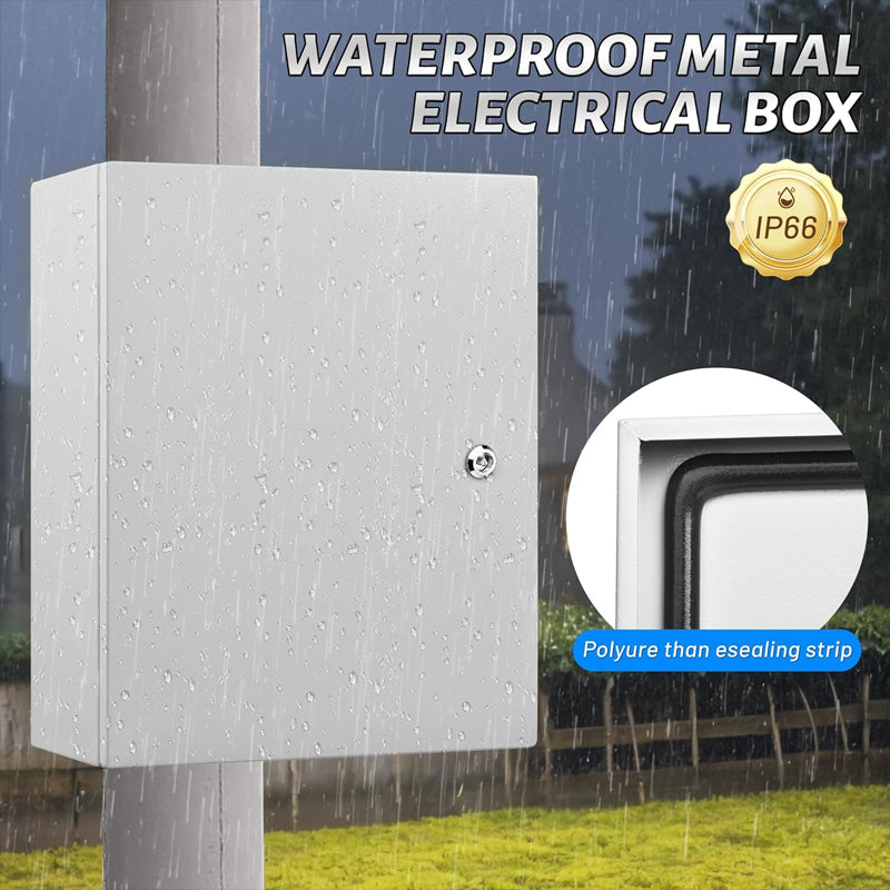 BowLift | 16 x 12 x 8" Steel Electrical Enclosure Outdoor/Indoor Junction Box IP66 Waterproof Enclosure
