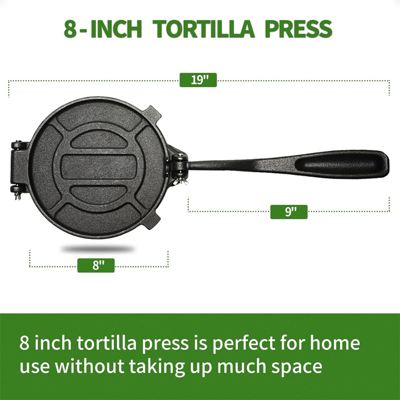 BowLift | 8 Inch Cast Iron Tortilla Press with 100 pcs Parchment Paper Pataconera Press Tortilla Maker