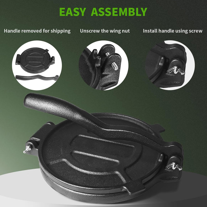 BowLift | 8 Inch Cast Iron Tortilla Press with 100 pcs Parchment Paper Pataconera Press Tortilla Maker