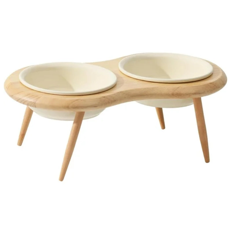 BowLift | Misha Ceramic Elevated Cat Bowl with Wooden Stand