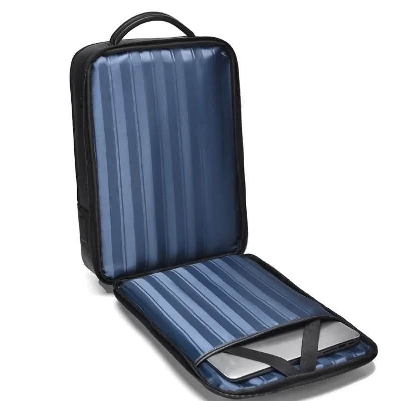 BowLift | Elegant leather rucksack for men/women with USB port for laptop and everyday use, 15.6 inch, black