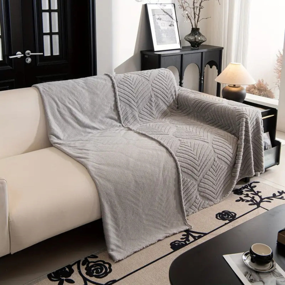 BowLift | Herringbone Leaf Design Fleece Sofa Cover
